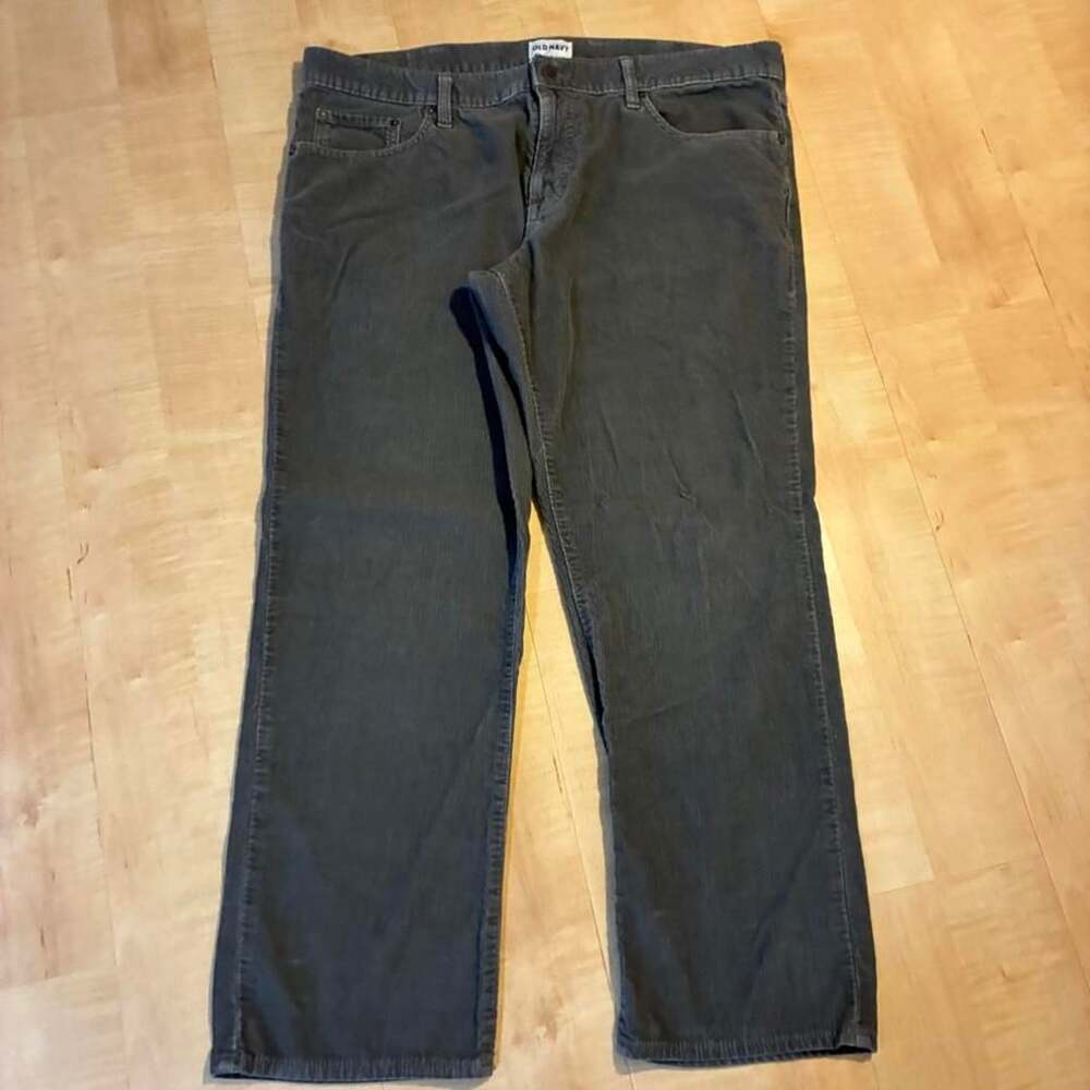 Old Navy Vintage Corduroy Straight Leg Pants Charcoal Grey